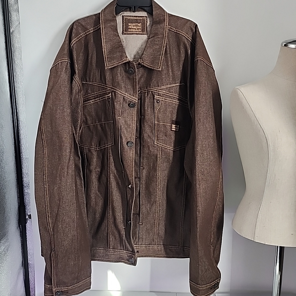 Marithé François & Girbaud Jacket Mens Brown Denim Jean size XXXL 3XL